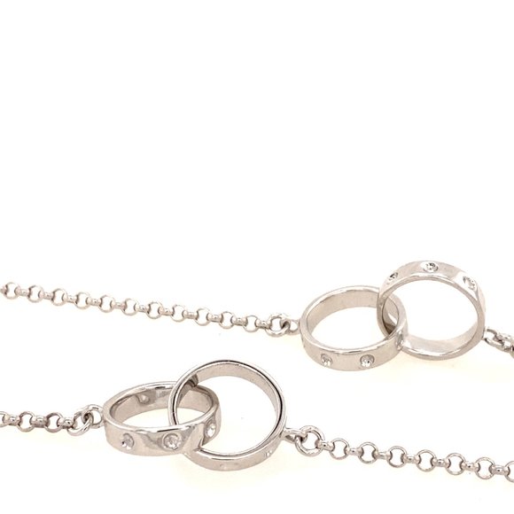 CHARLES GARNIER 36" Sterling Silver Interlocking Circle Opera Necklace - Picture 5 of 5